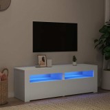 Comodă TV cu lumini LED, alb, 120x35x40 cm