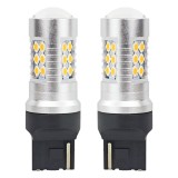 Set becuri auto cu LED CANBUS, 3030, 24SMD, compatibil T20, 7440, WY21W, Portocaliu, 12V / 24V, destinat competitiilor auto sau, Amio