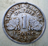 1.173 FRANTA VICHY WWII 1 FRANC 1943, Europa, Aluminiu