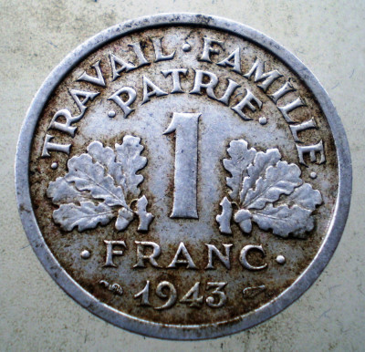 1.173 FRANTA VICHY WWII 1 FRANC 1943 foto