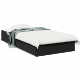 VidaXL Cadru de pat cu sertare, negru, 90x190 cm, lemn prelucrat