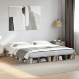 VidaXL Cadru de pat, gri beton, 200x200 cm, lemn prelucrat