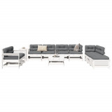 Set canapea de gradina, 11 piese, alb, lemn masiv pin GartenMobel Dekor, vidaXL