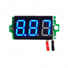 Voltmetru digital cu leduri albastre, 3.5 - 30 V, 3 digit, 2 fire, fara carcasa foto