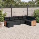 Cumpara ieftin Gossi set mobilier de gradina cu perne, 8 piese, negru, poliratan