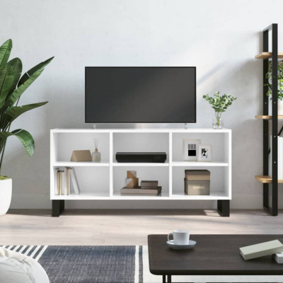Comoda TV, alb extralucios, 103,5x30x50 cm, lemn compozit GartenMobel Dekor foto