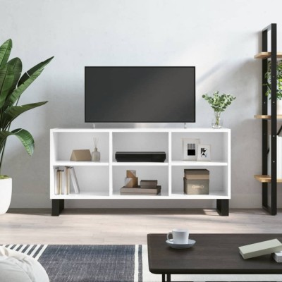 Gossi comoda tv, alb extralucios, 103,5x30x50 cm, lemn compozit foto