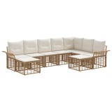 vidaXL Set de canapele de exterior 9 pcs Alb Natural și Crem Poliester 3437814