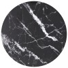 VidaXL Blat masă, negru, &Oslash;50x0,8 cm, sticlă securizată, design marmură