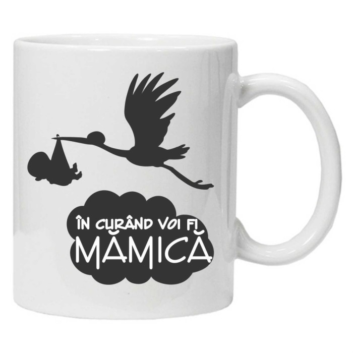 Cana alba personalizata &quot;mamica in devenire&quot;, INOVATIX&reg;. 330ml