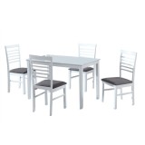Cumpara ieftin Set masa si 4 scaune alb gri Brisbo 110x70x76 cm, 42x45.5x93.5 cm