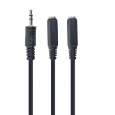 CABLU AUDIO GEMBIRD spliter (1 x 3.5 jack T la 2 x 3.5 jack M), 10cm, negru &quot;CCA-415-0.1M&quot; (timbru verde 0.08 lei)