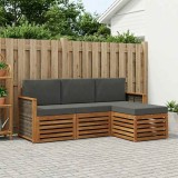 vidaXL Set de canapele de exterior cu pernă 4 pcs Natural și Antracit 3384198