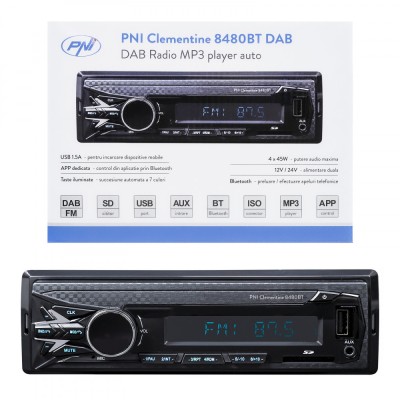 Radio Mp3 Player Auto Dab Si Rds Pni Clementine 8480Bt 4X45W, 12 24V, Cu Sd, Usb, Aux, Rca, Bluetooth Si Usb 1.5A foto