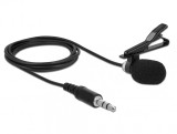 Microfon tip lavaliera Omnidirectional cu Clip jack stereo 3.5mm + Adaptor pentru Smartphone/tableta, Delock 66279