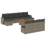 Cumpara ieftin Set canapele de gradina cu perne, 11 piese, gri, poliratan