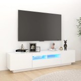 vidaXL Comodă TV cu lumini LED, alb, 180x35x40 cm