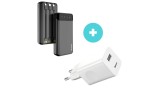 Powerbank de &icirc;naltă performanță Dudao cu 3 cabluri &icirc;ncorporate 20000mAh + adaptor pentru &icirc;ncărcător de perete Baseus