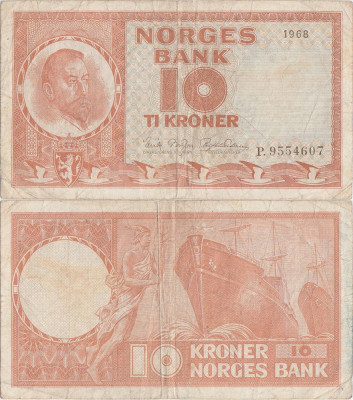 1968, 10 Kroner (P-31d.4) - Norvegia foto