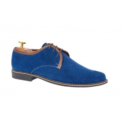 Pantofi barbati casual din piele naturala intoarsa - Model Albastru P34MBL foto