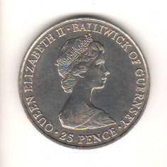 SV * GUERNSEY 25 PENCE 1981 * NUNTA PRINCE CHARLES & LADY DIANA UNC