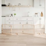 vidaXL Poartă de c&acirc;ini pliabilă cu ușă, 4 panouri, 320 cm, lemn plop