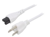 Cablu Alimentare 1.8m Alb 7A IEC C5 - NEMA 5-15
