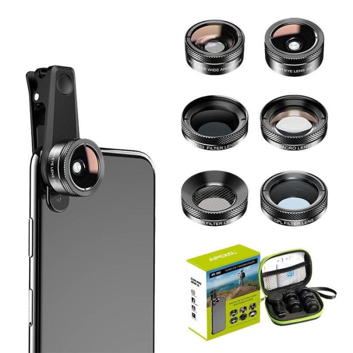 Kit obiectiv mobil APEXEL APL-DG6V2 6 &icirc;n 1 universal (negru)