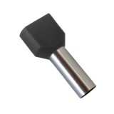 Pini dubli pentru cablu 2&times;1.5 mm, 100 bucăți, negri / EXT01-439-2