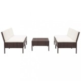 vidaXL Set canapele de grădină cu perne, 5 piese, maro, poliratan 48943