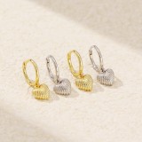 Cumpara ieftin Cercei din Argint 925 Aurit , zRibbed Heart Gold, , Pandantiv Inima cu Textura Tridimensionala