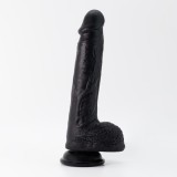 Realiste cu testicule - Crushious Inviktus 20 cm Dildo din Silicon Lichid Negru Densitate Dubla Piele Ultra-realista