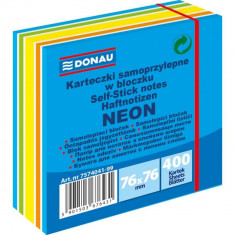 Cub Notite Adezive DONAU, 7.6x7.6 cm, 400 File/Set, Multicolor Neon, Cub Hartie, Notite de Hartie Adeziva, Post-it, Sticky Notes, Accesorii Birou