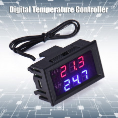 TERMOSTAT DIGITAL CU SONDA releu 12V display dublu , afiseaza doua temperaturi foto