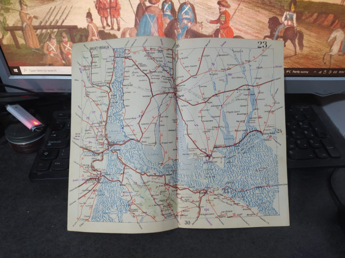 Galați, Brăila, Cahul, Bolgrad, Ismail, reni, Tulcea, hartă color circa 1930 109