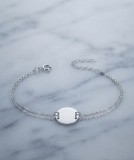 Cumpara ieftin Bratara din Argint 925 cu Placuta Ovala pentru Gravat, Lant Dublu, 17+3 cm, 1.4g