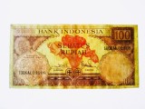 Rară! Indonezia 100 Rupiah 1959,bancnota din imagini