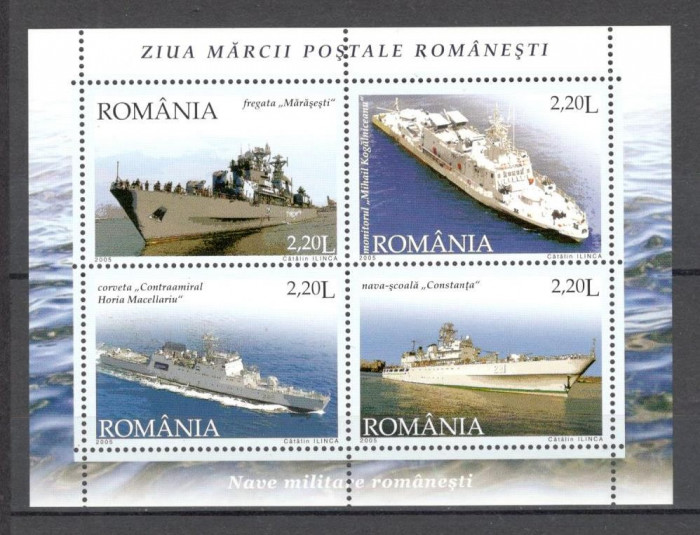 Romania.2005 Ziua marcii postale:Nave militare-Bl. DR.730