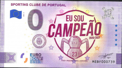 ! 0 EURO SOUVENIR - PORTUGALIA - SPORTING LISABONA CAMPIOANA 2021 - 2021.5 - UNC foto