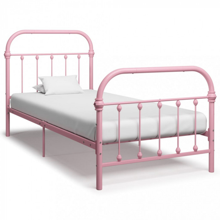 Cadru de pat, roz, 90 x 200 cm, metal GartenMobel Dekor