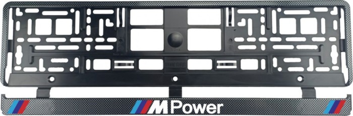 Set 2 bucati, suport numar inmatriculare Carbon, BMW MPower