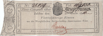 1808 (1816), 2 Franken | Zweij Francs (P-S801) - Regatul Westfaliei foto