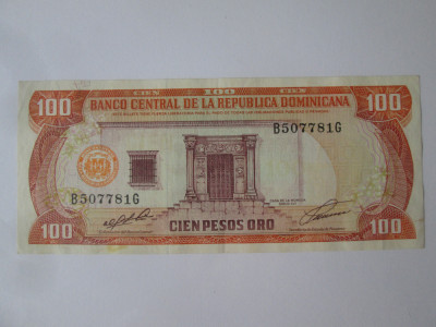 Republica Dominicana 100 Pesos Oro 1991 in stare foarte buna foto