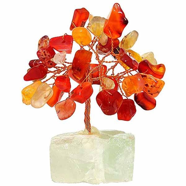 Copac cu cristale Carneol si Agate, 8 cm rosu