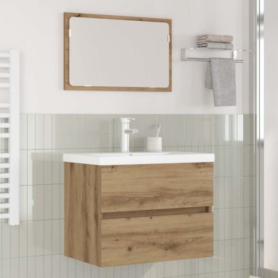 vidaXL Set de mobilier pentru baie Pe perete 3 pcs Stejar negru foto