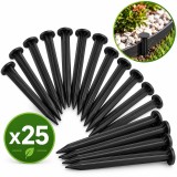 Cumpara ieftin Cuie pentru fixare separator gazon, lungime 20 cm, plastic negru, set 25 bucati
