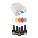 Sistem UV/LED - kit test 5x15ml + lampă albă cu 4 becuri 36W, INGINAILS