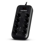 PRELUNGITOR CYBER POWER, Schuko x 8, conectare prin Schuko (T), USB x 2, cablu 1.8 m, 10 A, protectie supratensiune, negru, &quot;P0820SUF0-DE&quot; (timbru ver