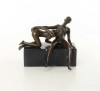 Cuplu facand dragoste - statueta erotica din bronz pe soclu din marmura EC-29, Nuduri
