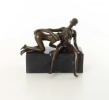Cuplu facand dragoste - statueta erotica din bronz pe soclu din marmura EC-29